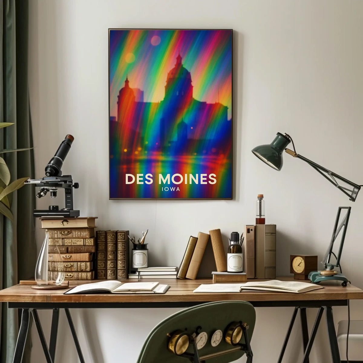 Des Moines Cityscape Digital Painting Vibrant Poster