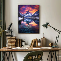 Serene Snowy Mountain Landscape at Sunset - National Park Poster
