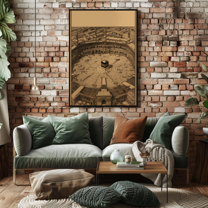 Aerial Kaaba At Mecca Vintage Travel Poster