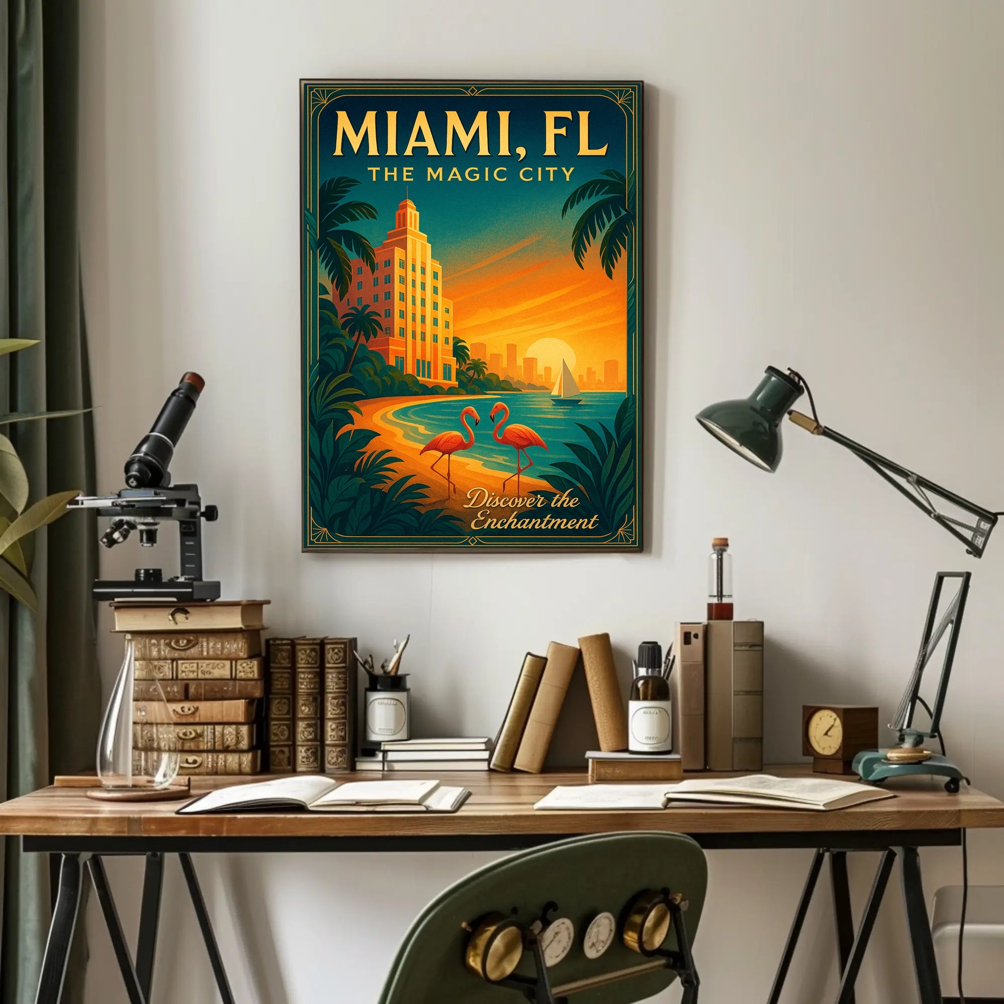 Miami Sunset Magic: Vintage Travel Art Poster