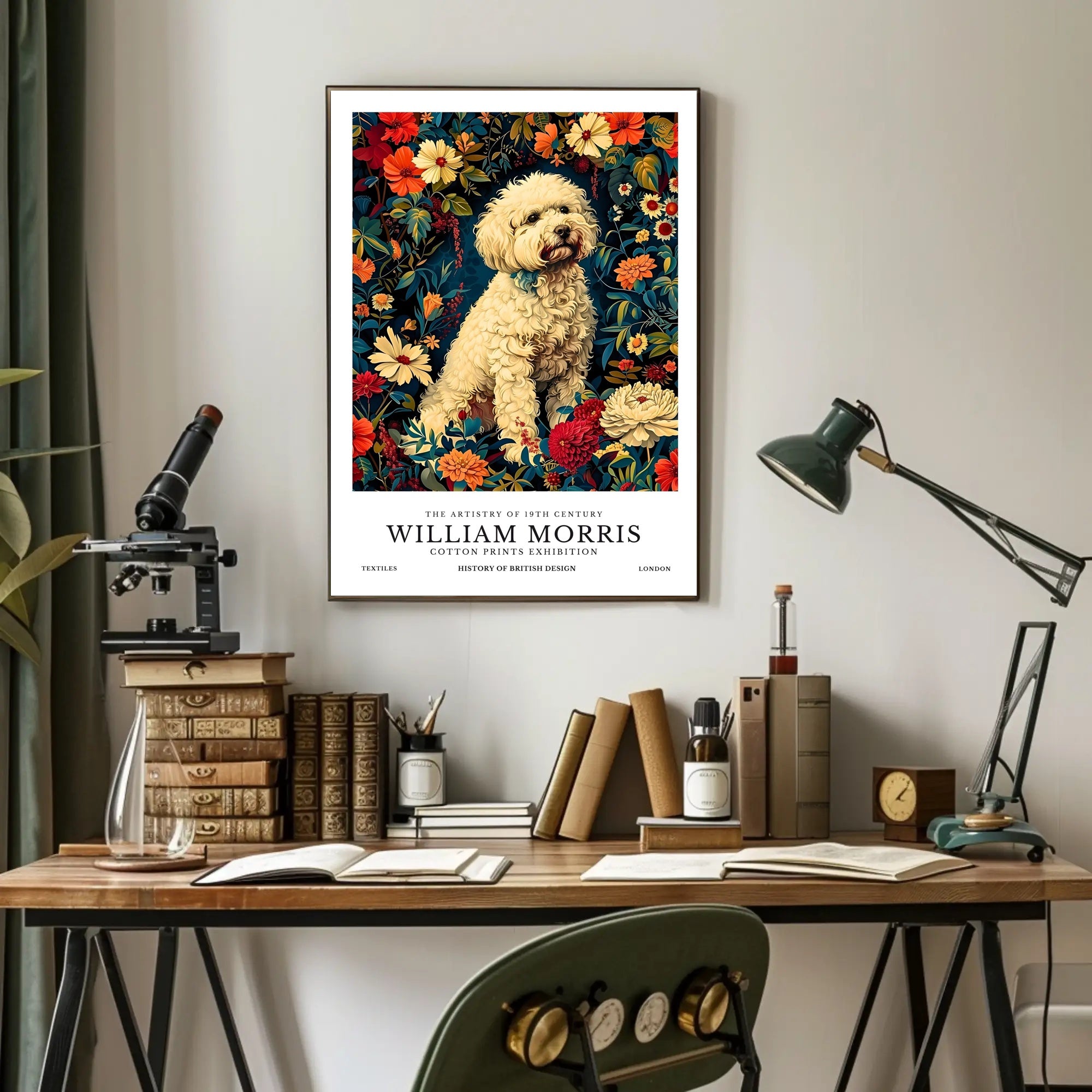 William Morris Inspired Floral Dog Artistic Poster