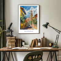Nicaragua Street Scene Modern Artwork Cultural or Heritage Poster PosterGoat