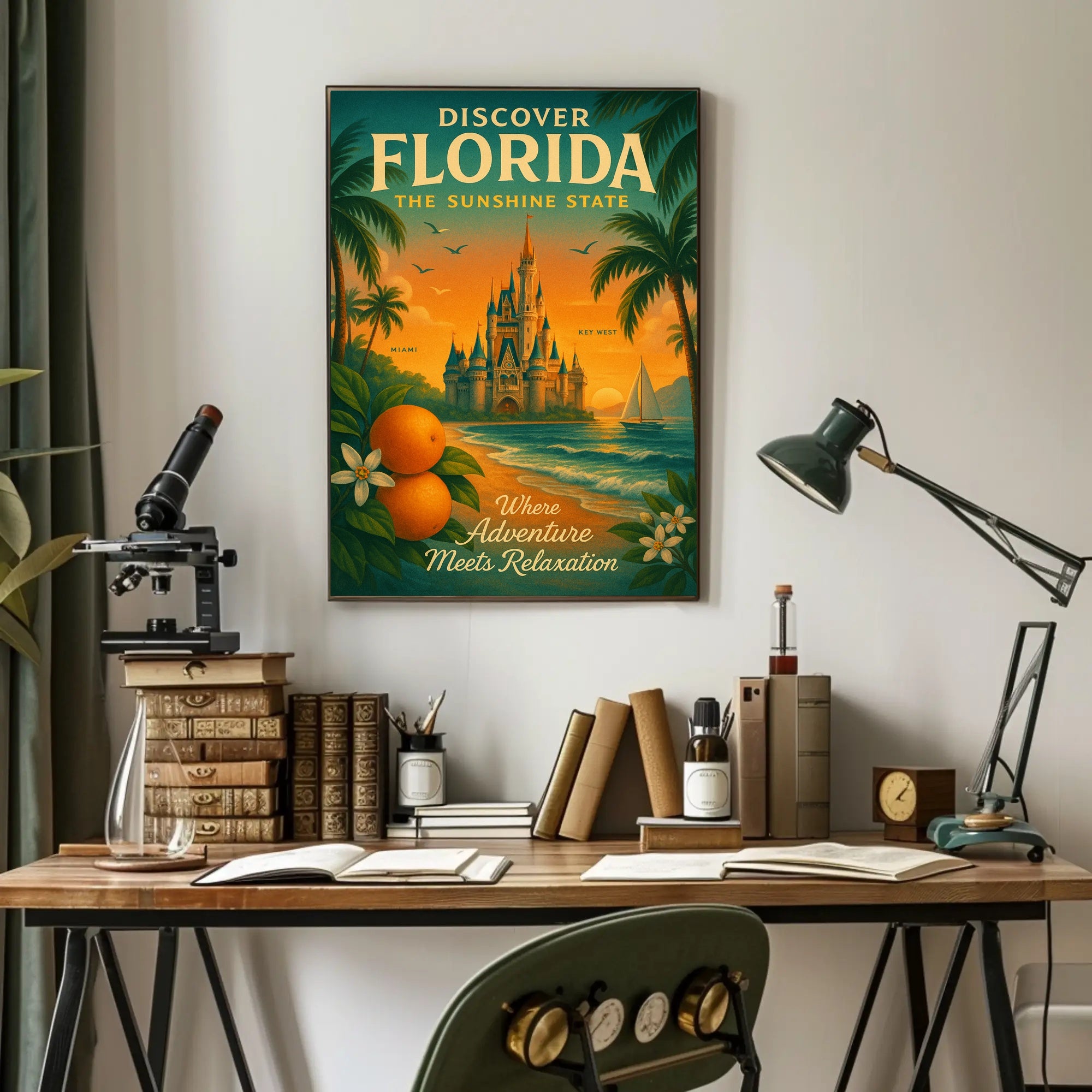 Florida Travel Poster Vintage Sunshine State Wall Art