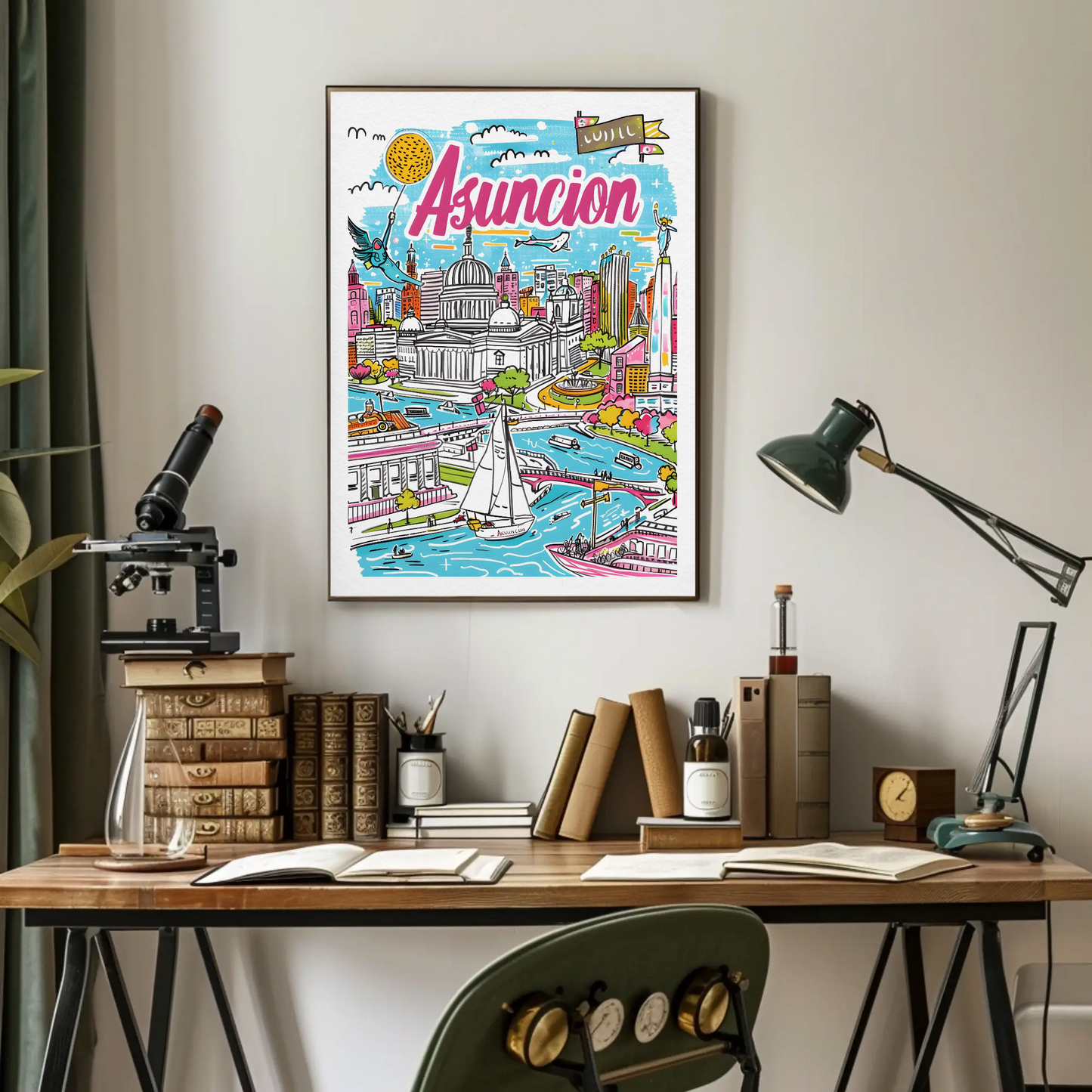 Asuncion Paraguay Vibrant Cityscape and Waterways Travel Poster