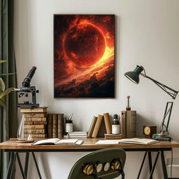 Fiery Cosmic Planet Sci-Fi Art Poster PosterGoat