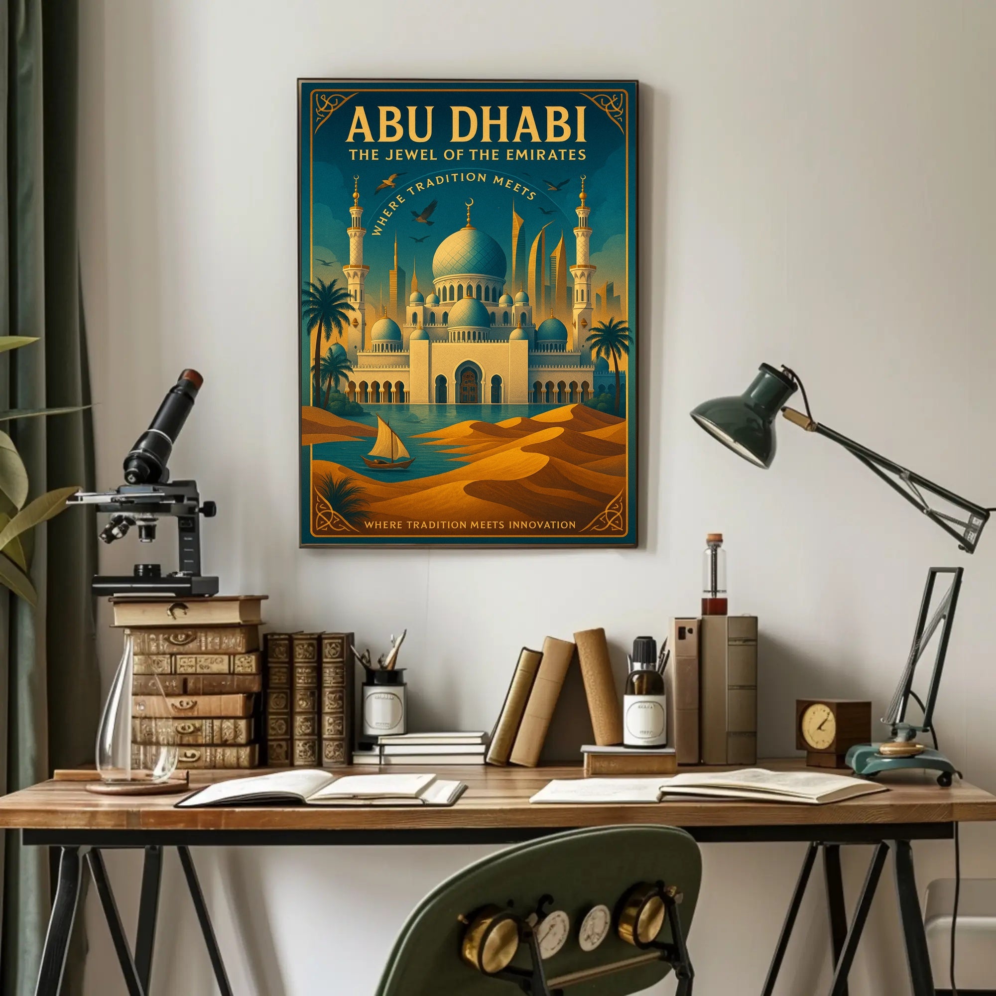 Abu Dhabi Elegance: Modern Meets Vintage Cultural or Heritage Poster