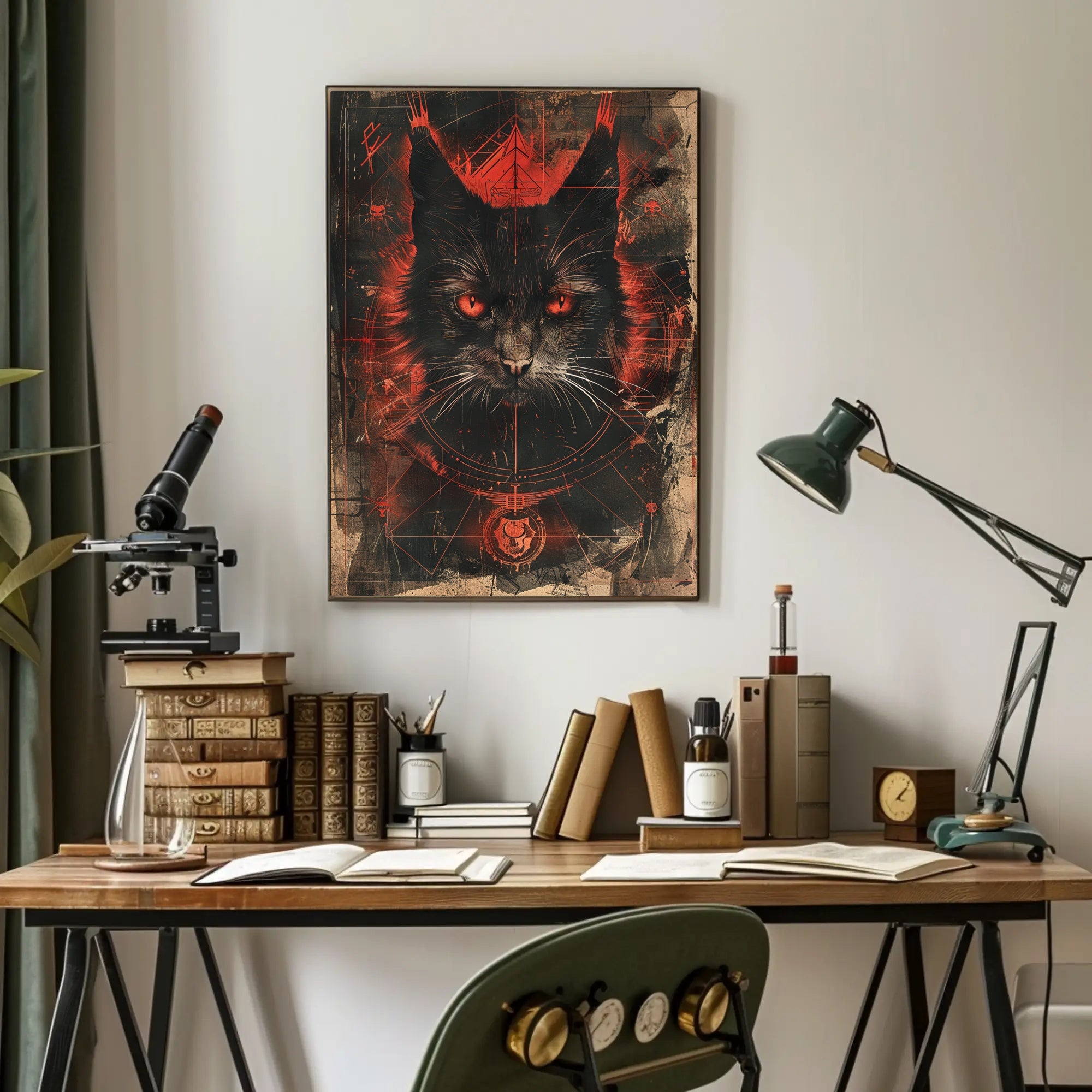 Mystical Cat Portrait Art Print Wall Decor for Home and Office PosterGoat
