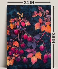 Raspberry Branches Illustration: Abstract or Artistic Poster