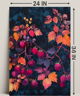Raspberry Branches Illustration: Abstract or Artistic Poster