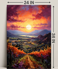 Sunset Over The Vineyard Poster