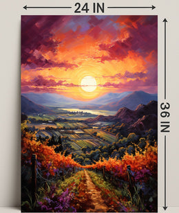 Sunset Over The Vineyard Poster