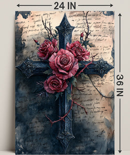 Roses And Cross Poster