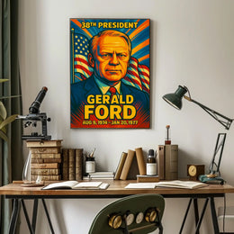 Gerald Ford 38th President of the United States Colorful Comic Book Style Poster
