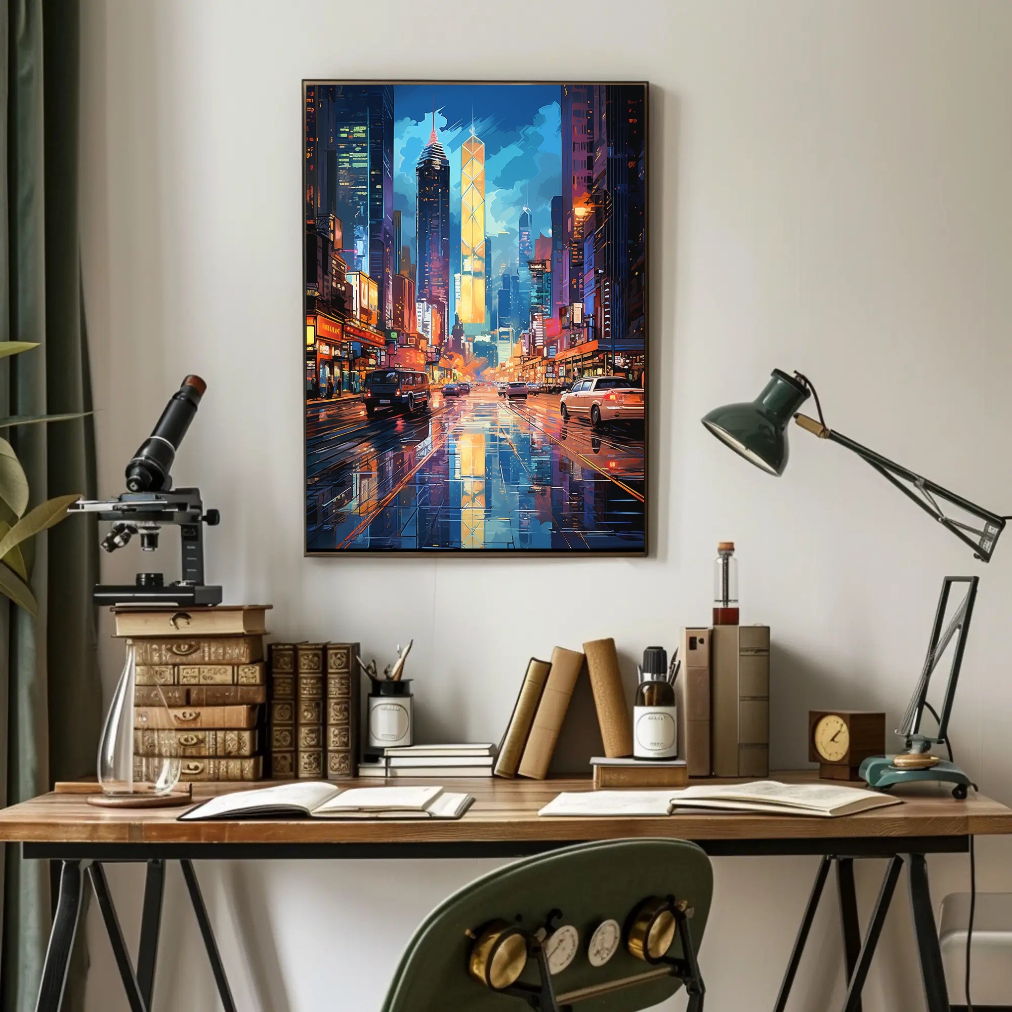 Energetic Nightlife In Modern City Poster Modern Wall Art