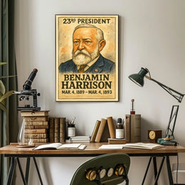 Benjamin Harrison 23rd President of the United States Exaggerated Cartoon Sketch Poster