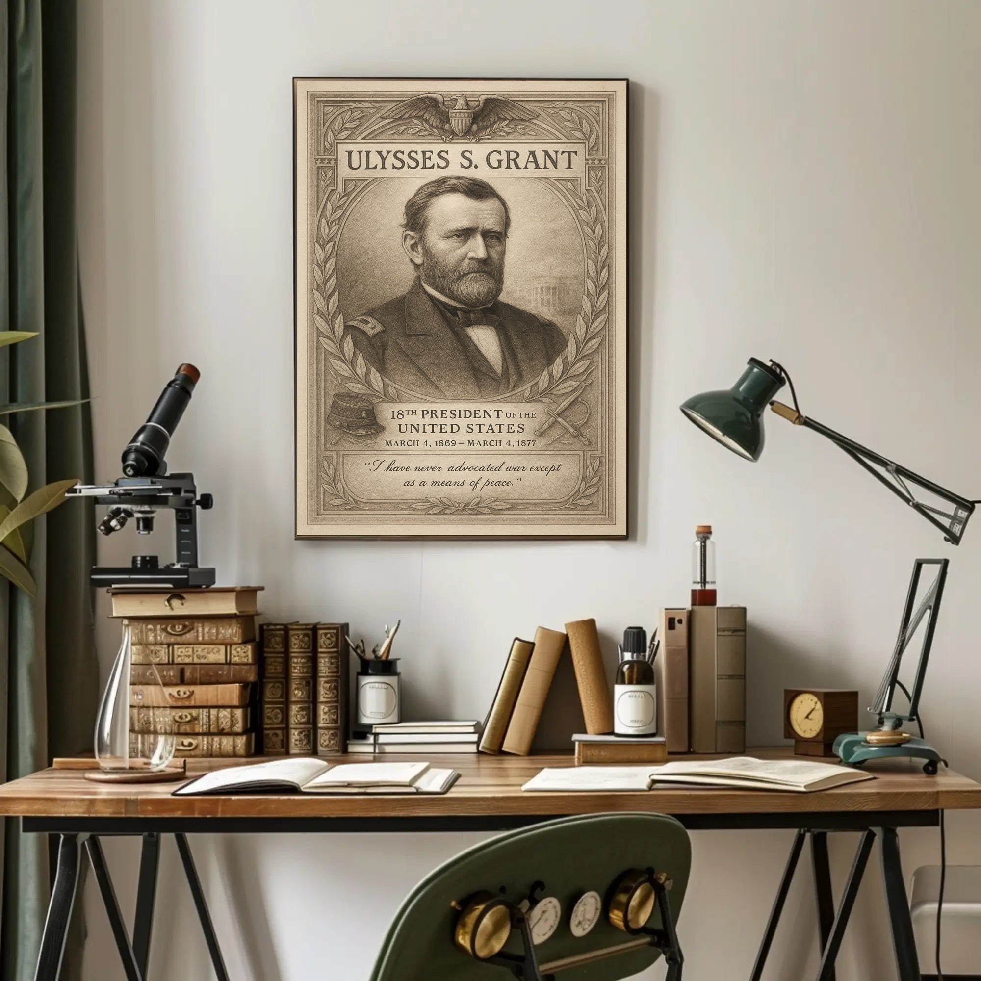 Ulysses S Grant 18th President Sketch Poster Art Print PosterGoat