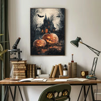 Spooky Gothic Mansion Halloween Scene - Cultural Poster