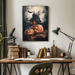 Spooky Gothic Mansion Halloween Scene - Cultural Poster