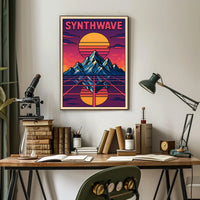 Synthwave Sunset Retro-Futuristic Art Poster