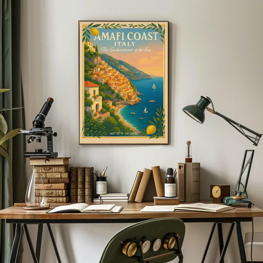 Amalfi Coast Coordinates Travel Poster