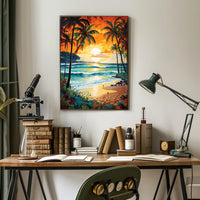 Tropical Beach Sunset Serenity Poster - Travel Poster