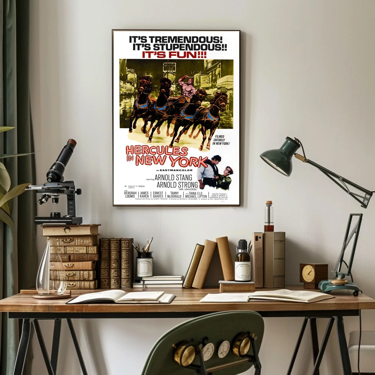 Hercules Conquers New York Mythology Poster Retro Wall Art