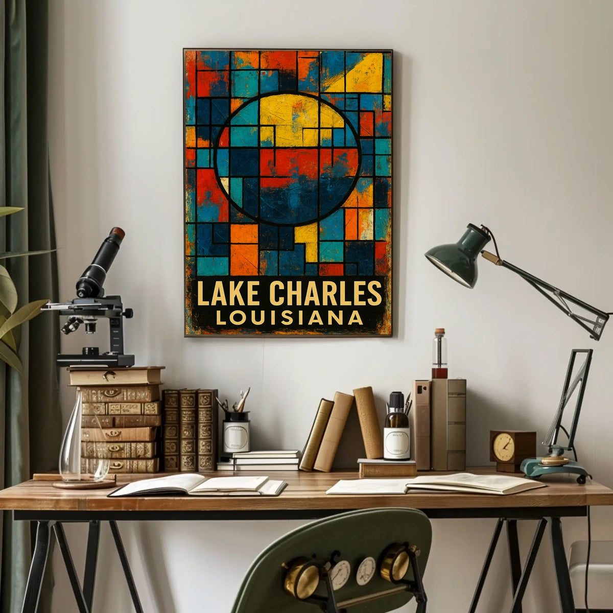 Lake Charles Geometric Abstract Art Poster