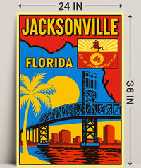 Jacksonville, Florida Cityscape Art Poster PosterGoat