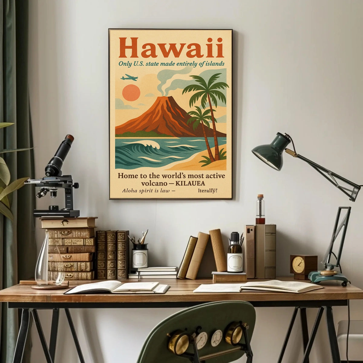 Hawaii Vintage Travel Poster: Volcano and Adventure