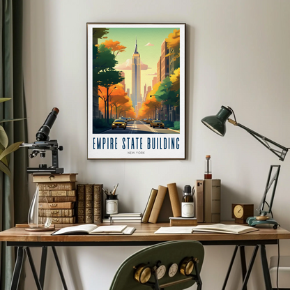 Empire State Building Autumn New York Street Poster