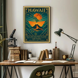 Vintage Car and Mountain Landscape Poster