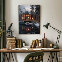 Cozy Winter Retreat in Forest Setting - Travel Poster