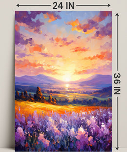 Vibrant Sunset Over Fields Poster