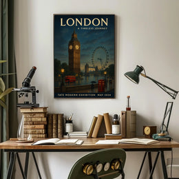 London's Iconic Landmarks Vintage Travel Poster Art