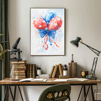 Watercolor Painting Of American Flag Balloon Poster