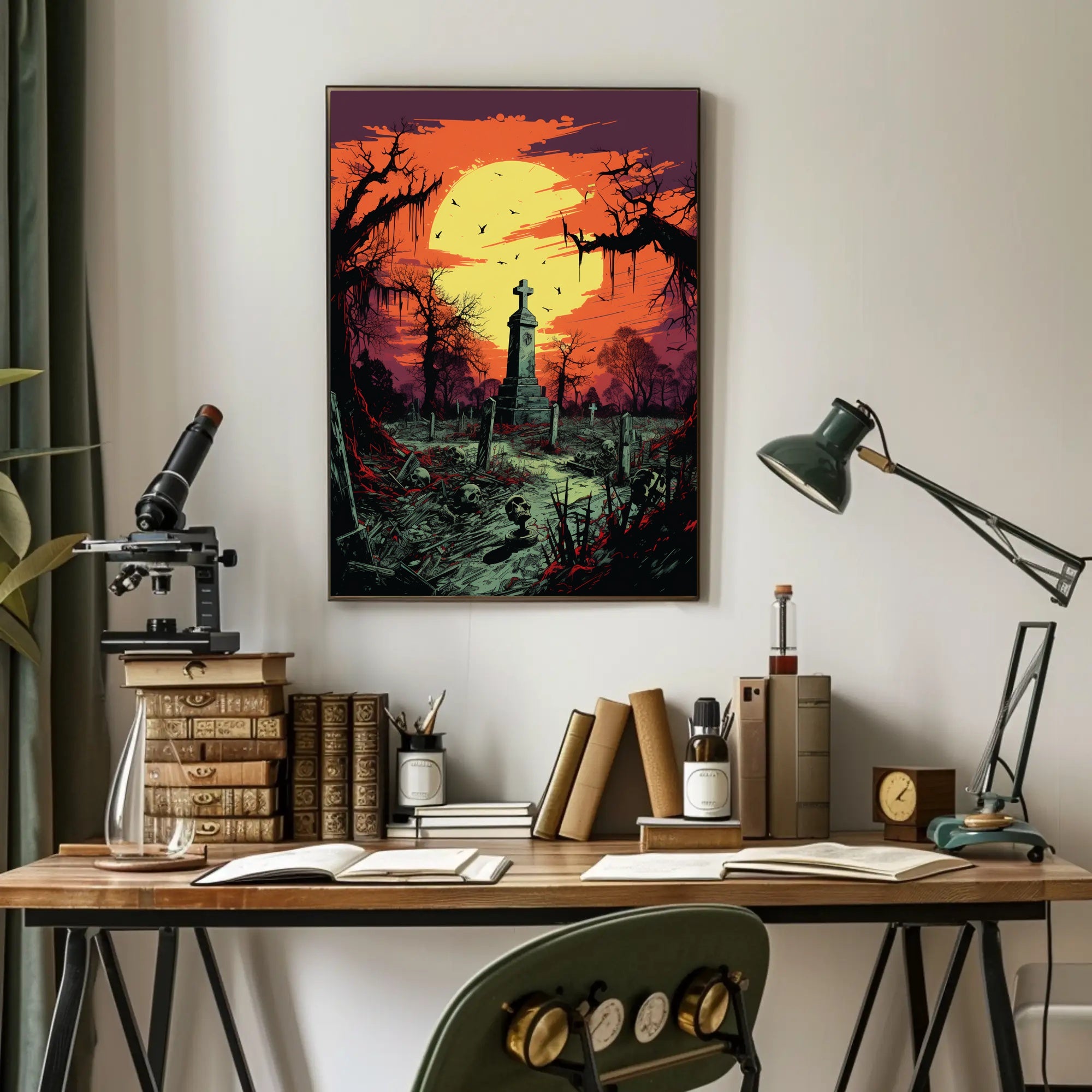 Eerie Graveyard At Dusk Poster