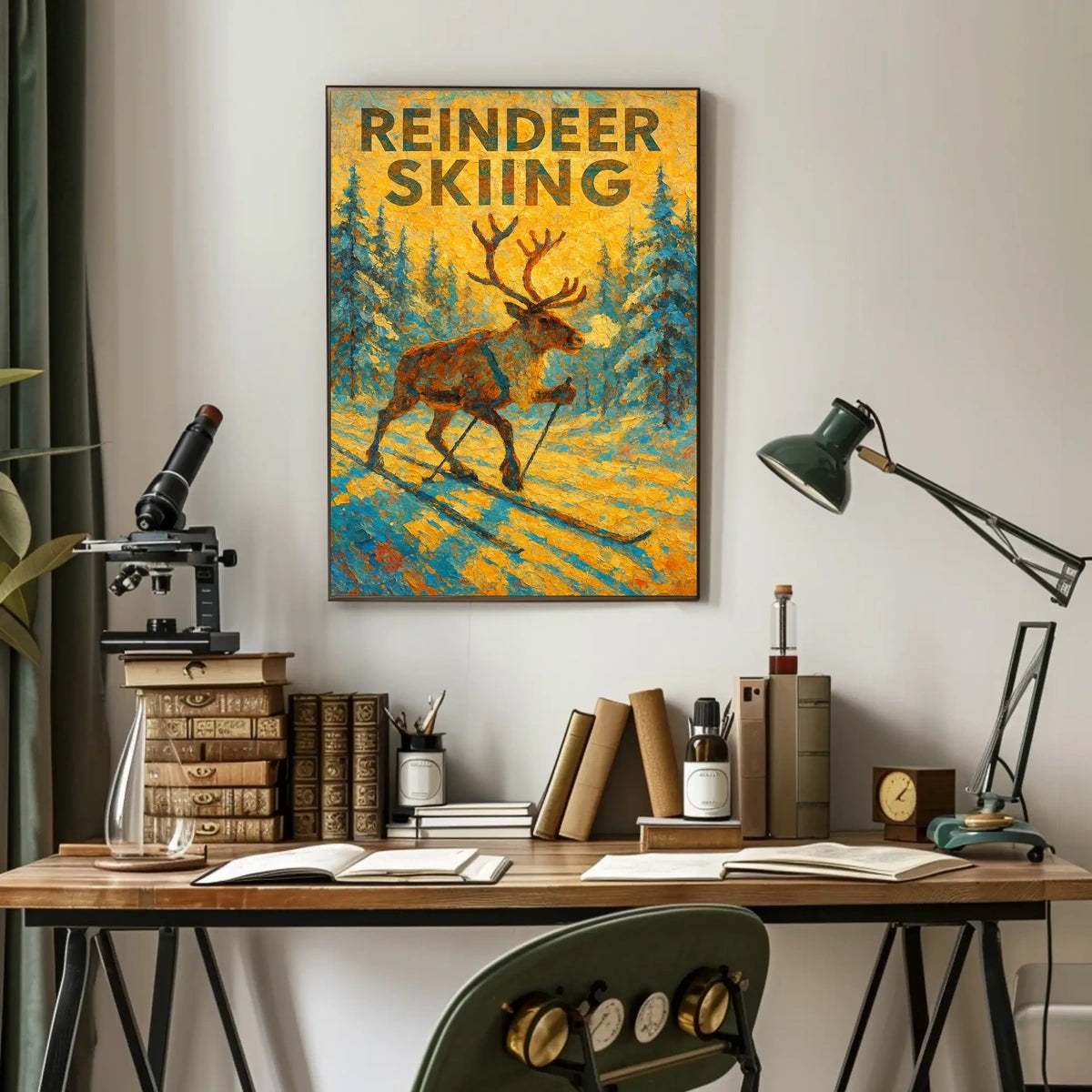 Reindeer Skiing Adventure Poster