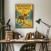 Reindeer Skiing Adventure Poster