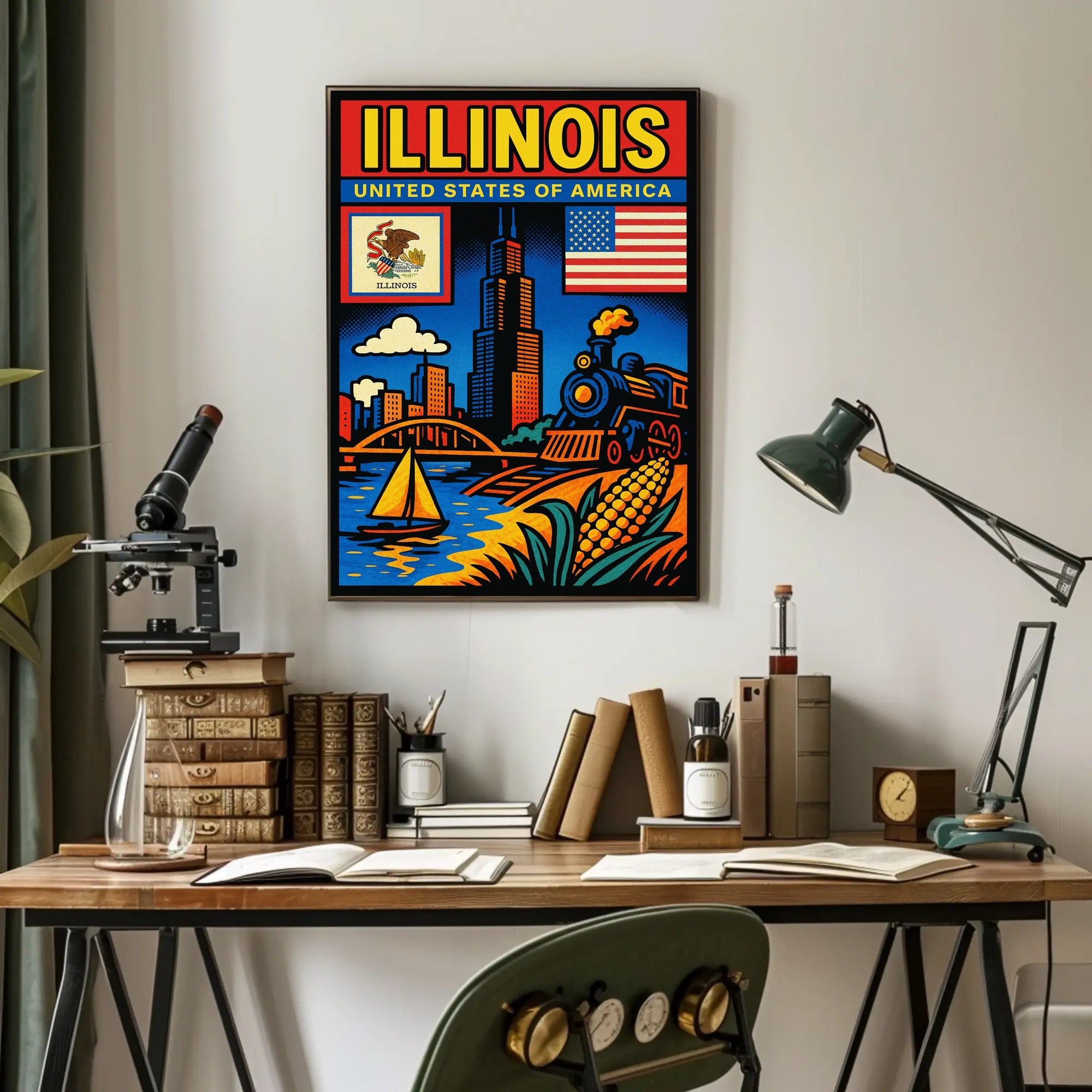 Illinois A Vibrant Tribute Poster PosterGoat