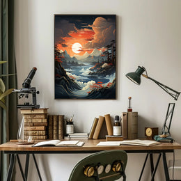 Serene Sunset Over Majestic Waters Poster PosterGoat