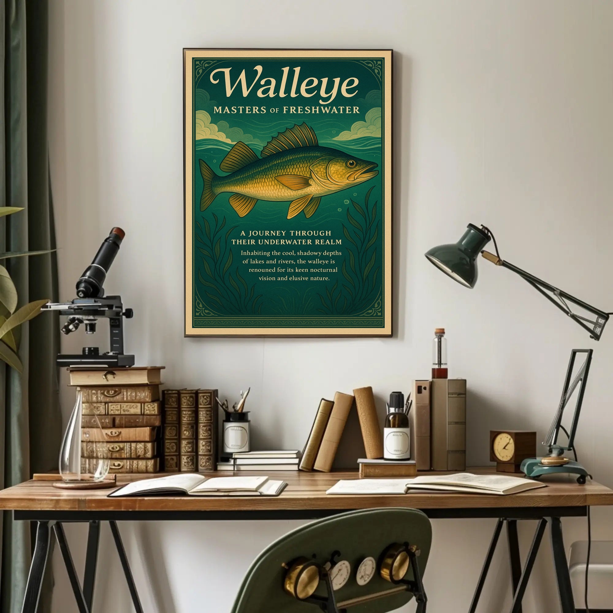 Walleye Fish Illustration: A Master of Freshwater Environments Animal Poster