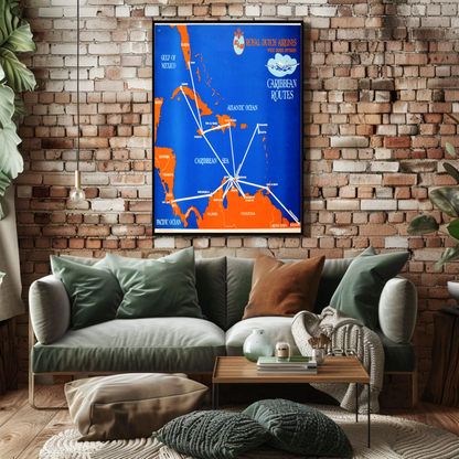 KLM Caribbean Routes Vintage Poster