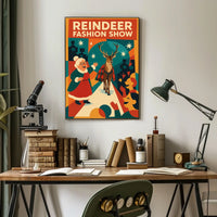 Reindeer Fashion Show Holiday Retro Vintage Artistic Poster