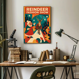 Reindeer Fashion Show Holiday Retro Vintage Artistic Poster