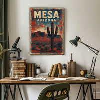 Mesa Desert Adventure Art Deco Explorer Poster
