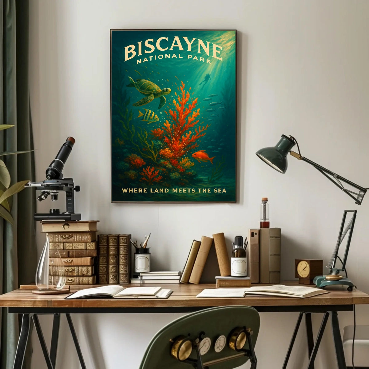 Underwater Scene Marine Life Biscayne National Park Coral Reef Poster