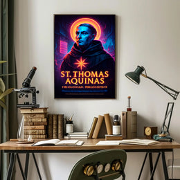 St. Thomas Aquinas Neon Portrait Cultural or Heritage Poster
