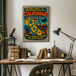 California Vintage Travel Poster Wall Art PosterGoat