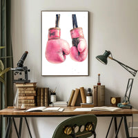 Pink Boxing Gloves Poster Decorative Sports Wall Art