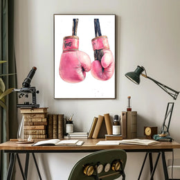Pink Boxing Gloves Poster Decorative Sports Wall Art